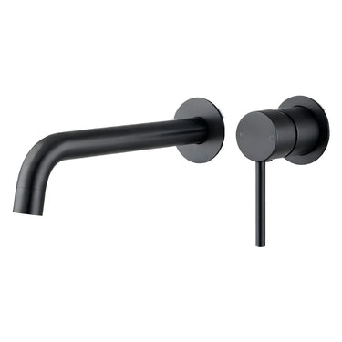Aquaperla Lucid Pin separate plates Matte Black wall basin mixer set with spout