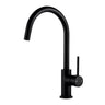 Aquaperla Matte Black Gooseneck Kitchen Mixer Tap - Round Pin Lever