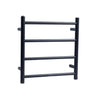 Aquaperla Matte Black heated towel rail, 4 bars, round