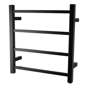 Aquaperla Matte Black heated towel rail, 4 bars, square