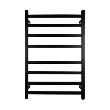 Aquaperla Matte Black heated towel rail, 8 bars, square