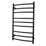 Aquaperla Matte Black heated towel rail, 9 bars, curved round