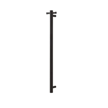 Aquaperla Matte Black heated towel rail, single vertical bar