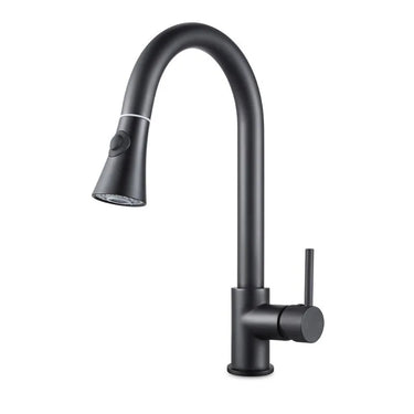Aquaperla Matte Black Pull Out Kitchen Mixer Tap - Bell Spray Head