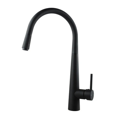 Aquaperla Matte Black Pull Out Kitchen Mixer Tap - Tapered Round Body