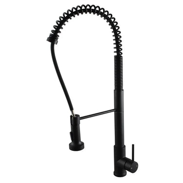Aquaperla Matte Black Spring Pull Out Kitchen Mixer Tap - Coil Spout, Dual Spray