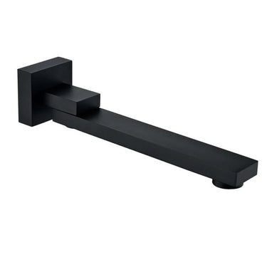 Aquaperla Matte Black Swivel Bath Spout 239mm - Square Wall Spout