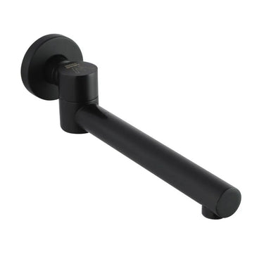 Aquaperla Matte Black Swivel Bath Spout 240mm - Round Wall Spout