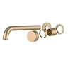 Aquaperla Moon separate plates Brushed Brass wall basin mixer set with spout