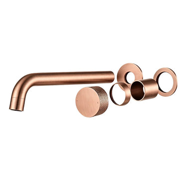Aquaperla Moon separate plates Brushed Copper wall basin mixer set with spout