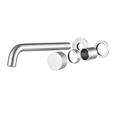 Aquaperla Moon separate plates Brushed Nickel wall basin mixer set with spout