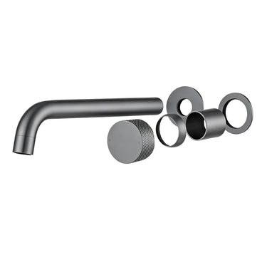 Aquaperla Moon separate plates Gunmetal wall basin mixer set with spout