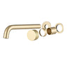 Aquaperla Moon separate plates Light Brushed Brass wall basin mixer set with spout
