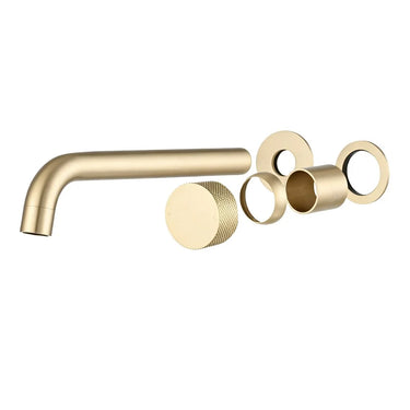 Aquaperla Moon separate plates Light Brushed Brass wall basin mixer set with spout