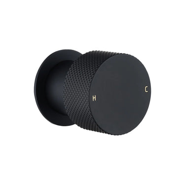 Aquaperla Moon Matte Black knurled wall shower mixer for shower or bath