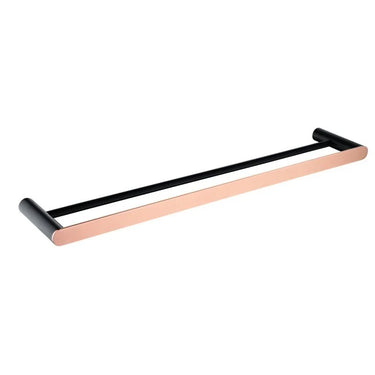 Aquaperla Rushy Black & Rose Gold Double Towel Rail 800mm