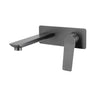 Aquaperla Rushy Brushed Gunmetal wall basin mixer set with spout