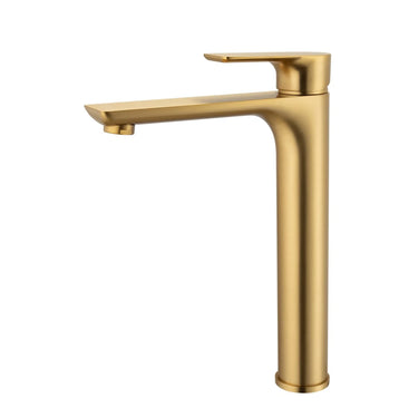 Aquaperla Vog Brushed Brass tall basin mixer tap for vessel and above-counter basins