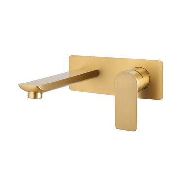 Aquaperla Vog Brushed Brass wall basin mixer set with spout
