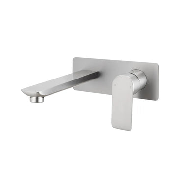 Aquaperla Vog Brushed Nickel wall basin mixer set with spout