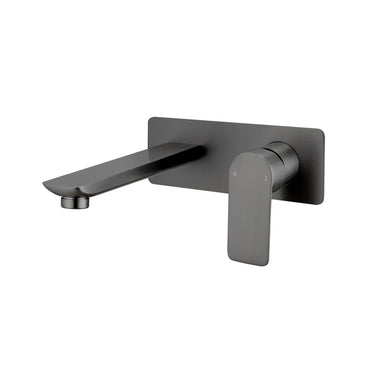 Aquaperla Vog Gunmetal wall basin mixer set with spout