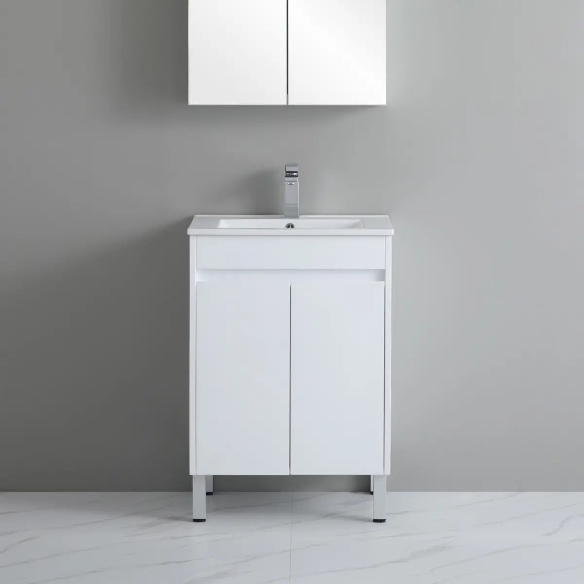 Polar PVC 600x360mm Ensuite Slim Narrow Compact Freestanding Vanity