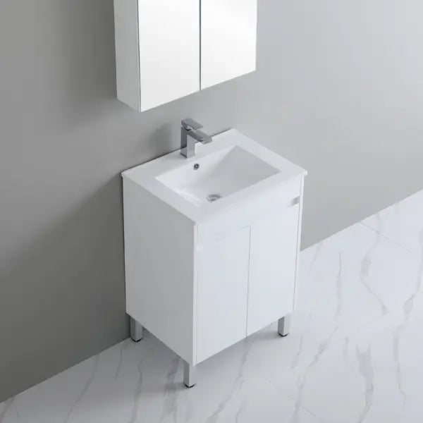 Polar PVC 600x360mm Ensuite Slim Narrow Compact Freestanding Vanity