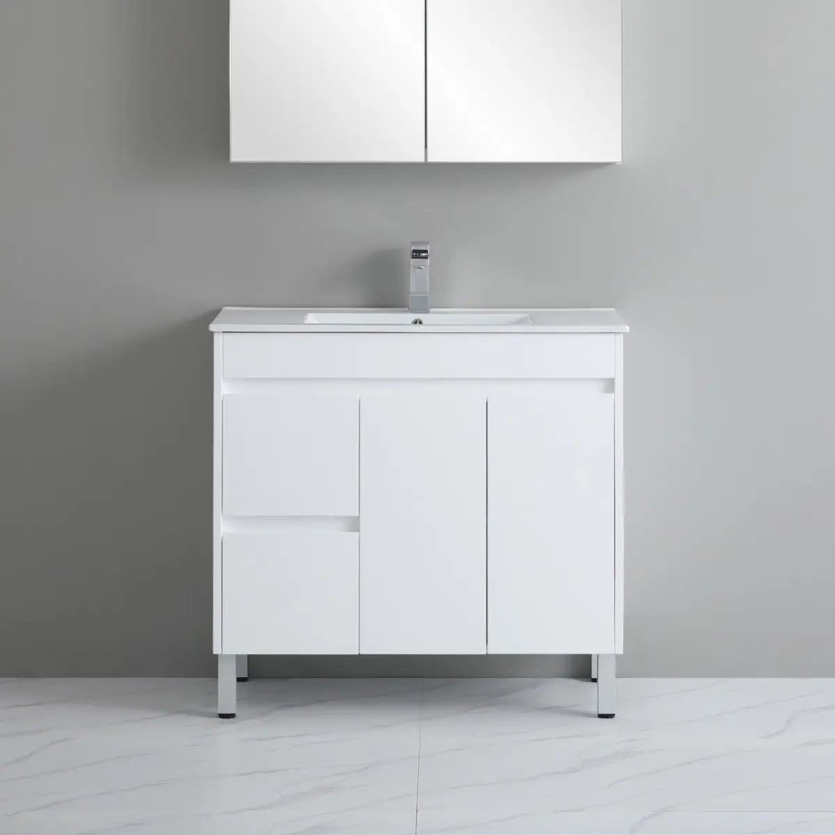 Polar PVC 900x360mm Ensuite Slim Narrow Compact Freestanding Vanity