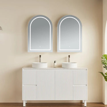 Arched Mirror Shaving Cabinet 600*900mm Olivia LED Matte White - RJ Bathroom
