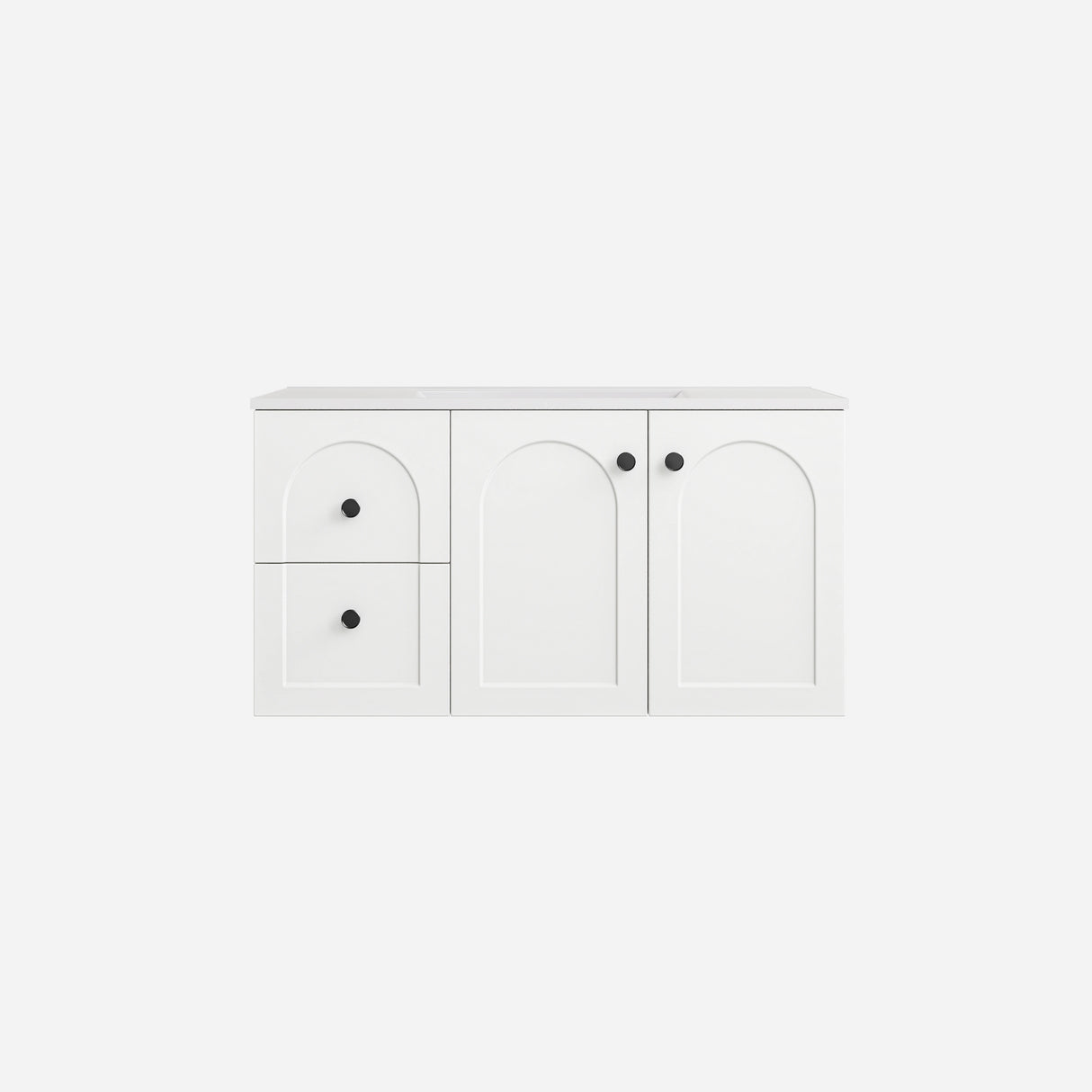 Chester Archie Hampton 900mm Matte White PVC Waterproof Wall Hung Bathroom Vanity Brushed Nickel Handles