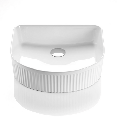 Arco Arched Flueted Above Counter Matte White Basin - RJ Bathroom