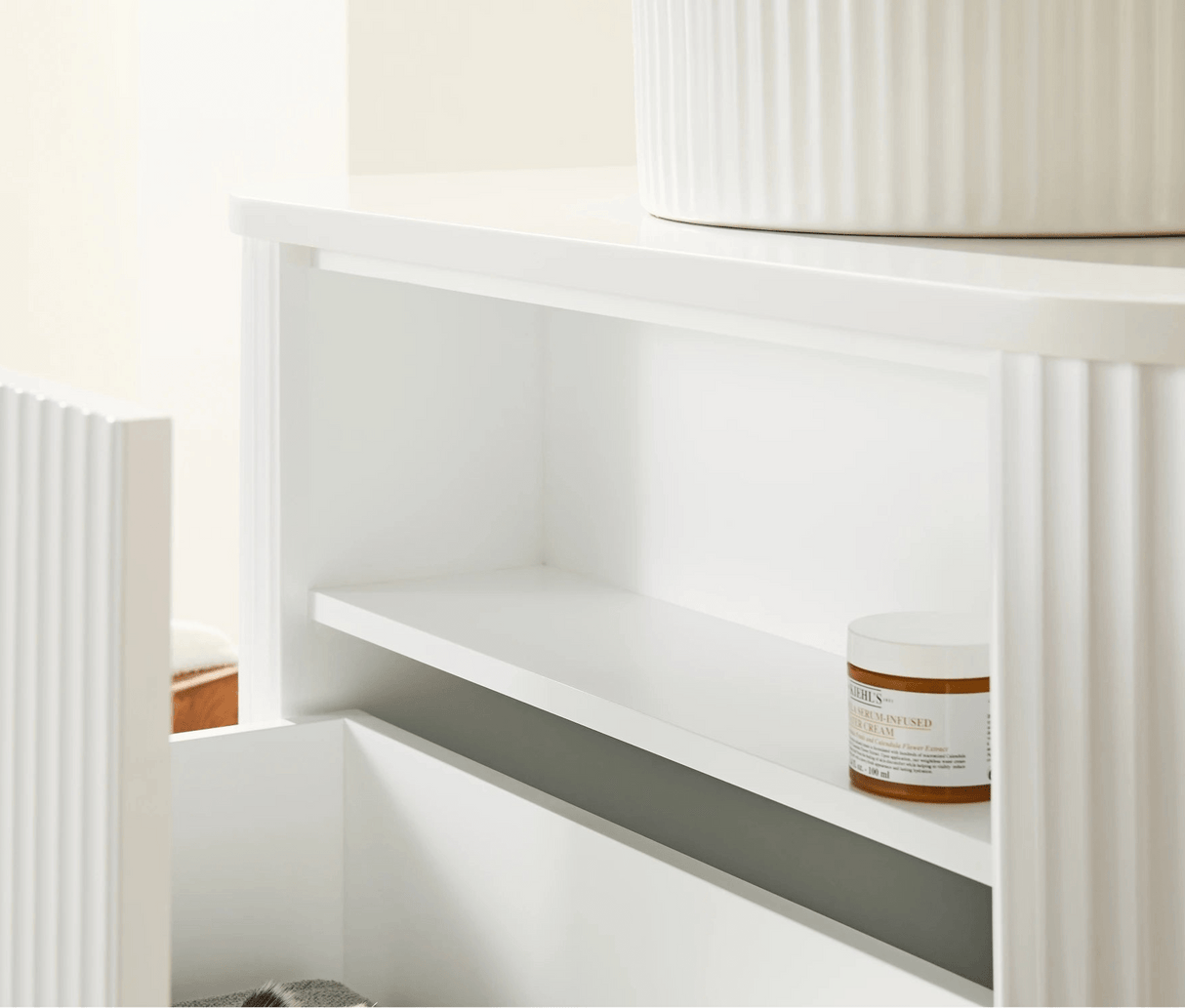 Avalon 1800mm Fluted Curved Wall Hung Matte Black Vanity Nero Maquina Stone top - RJ Bathroom