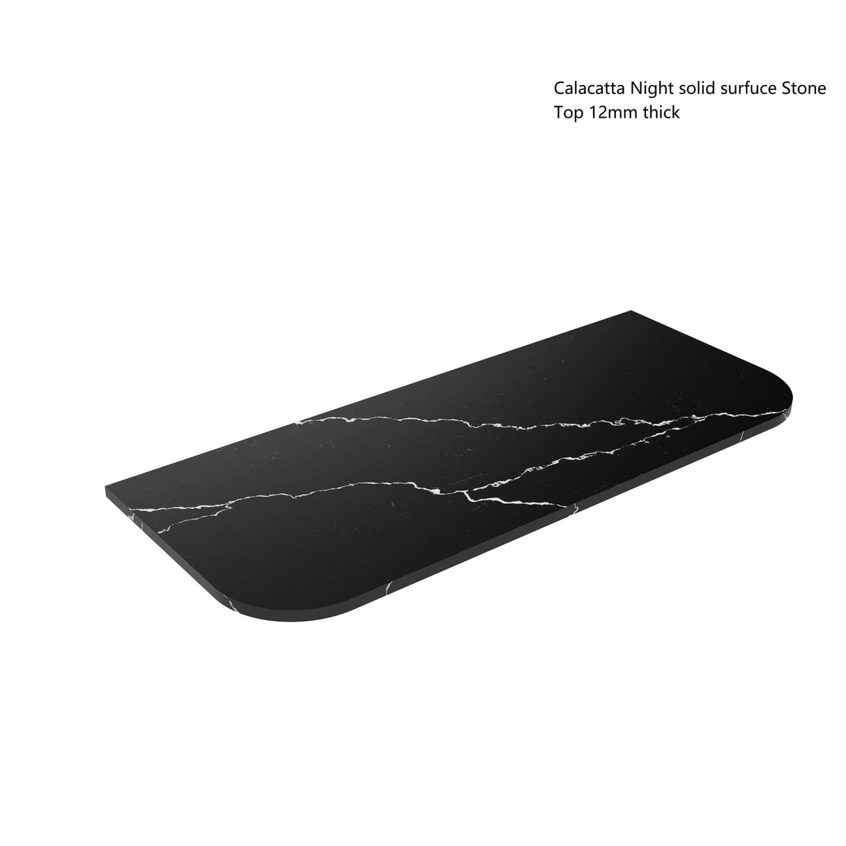 Avalon 600mm Fluted Curved Wall Hung Matte Black Vanity Carrara White Stone top - RJ Bathroom