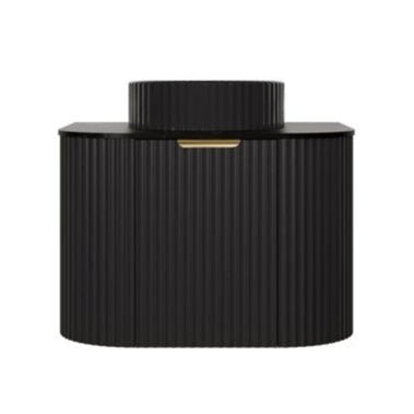 Avalon 600mm Fluted Curved Wall Hung Matte Black Vanity Carrara White Stone top - RJ Bathroom