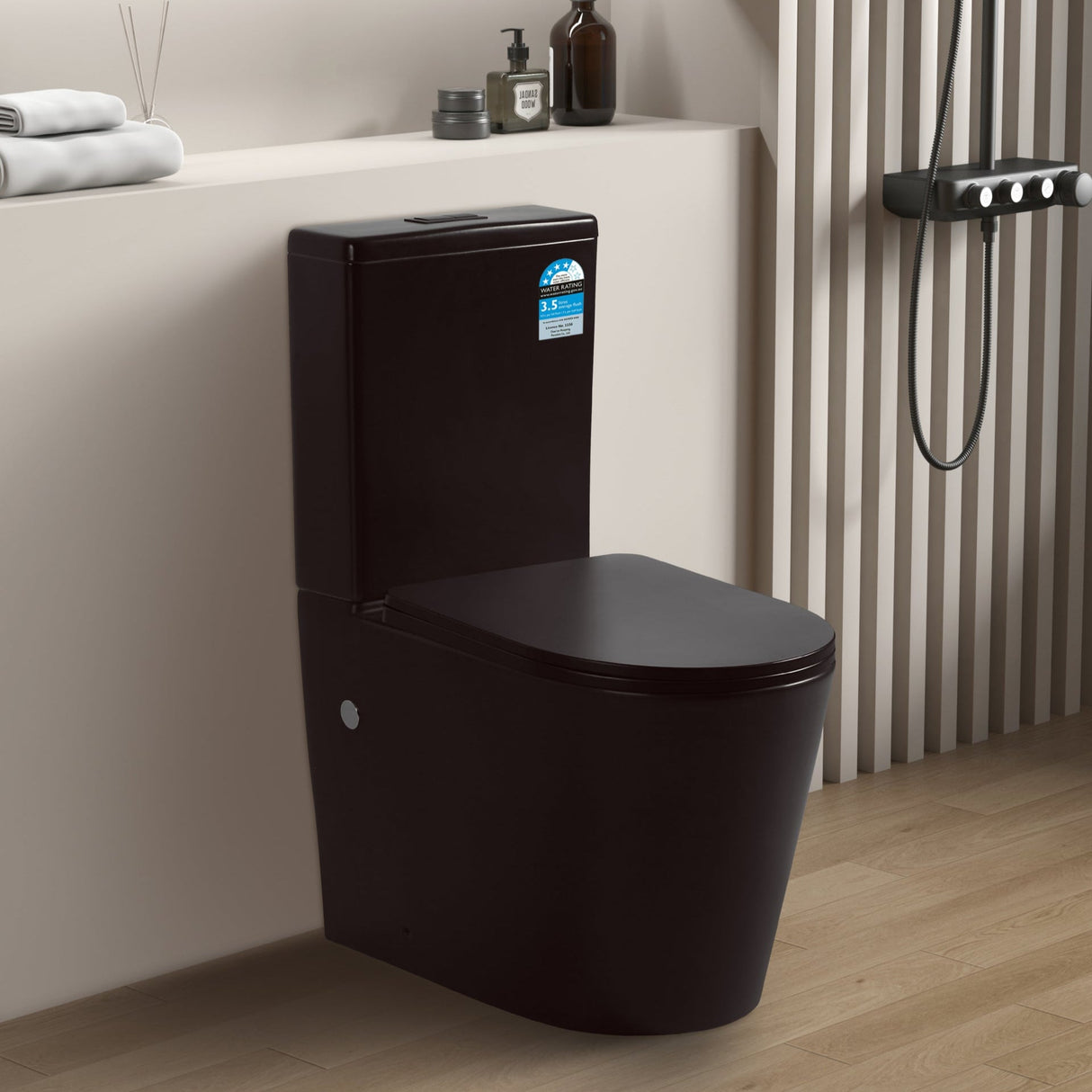 Avis Rimless Back To Wall Ceramic Matte Black Toilet Suite - RJ Bathroom