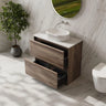 Bella Timber Look Notaio Walnut 900mm Two Drawer Freestanding Vanity with Blank White stone top and above counter basin - RJ Bathroom