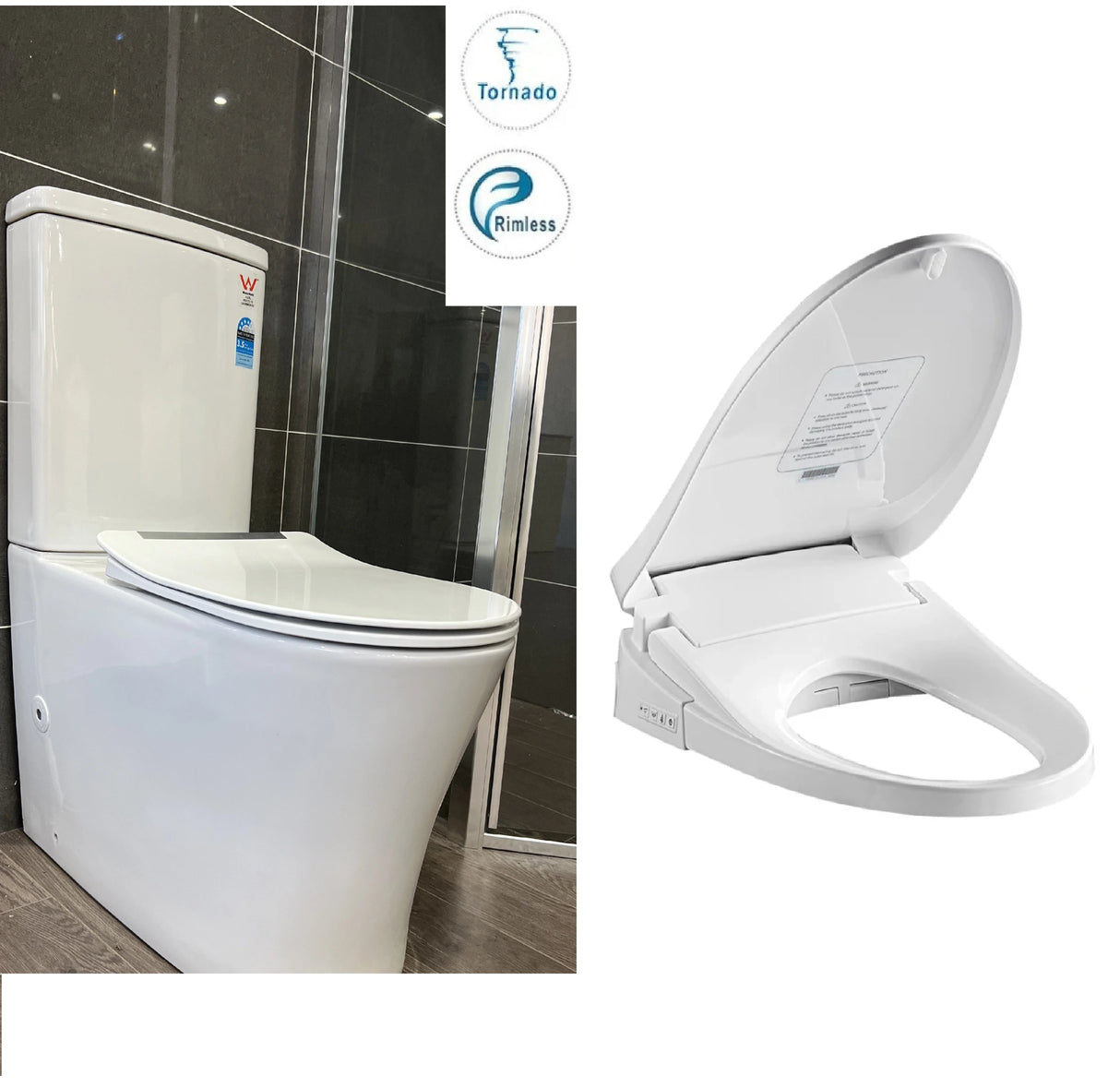 Bendo Tornado Rimless High End Back To Wall Toilet Suite with Bidet Smart Seat - RJ Bathroom