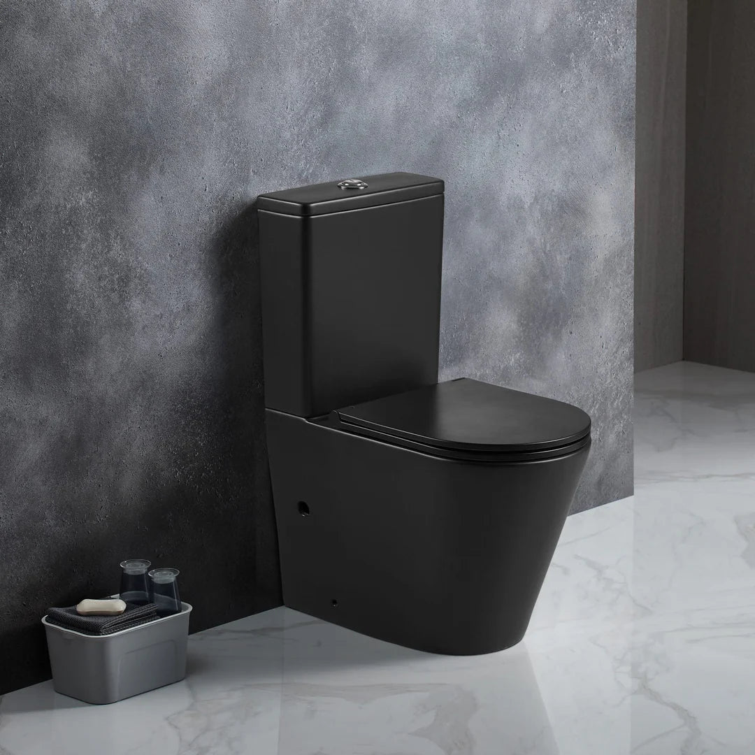 Berlin Tornadol Rimless Quiet High End Back To Wall Ceramic Matte Black Toilet Suite - RJ Bathroom