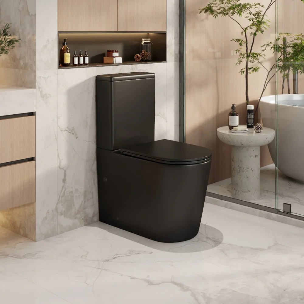 Berlin Tornadol Rimless Quiet High End Back To Wall Ceramic Matte Black Toilet Suite - RJ Bathroom
