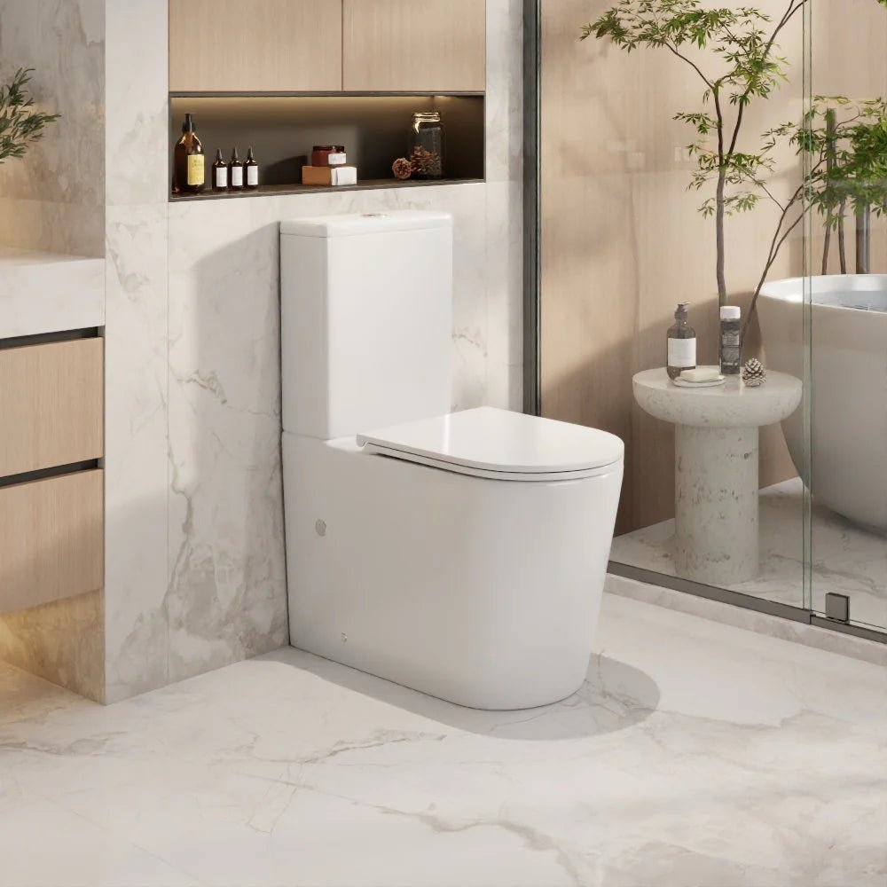 Berlin Tornadol Rimless Quiet High End Back To Wall Ceramic Matte White Toilet Suite - RJ Bathroom