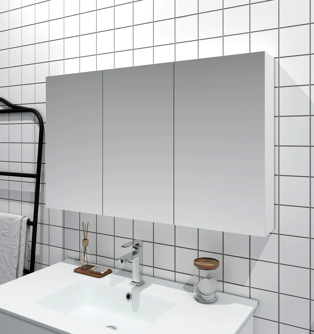 Bianca Gloss White PVC Waterproof 1200mm Mirror Shaving Cabinet - RJ Bathroom
