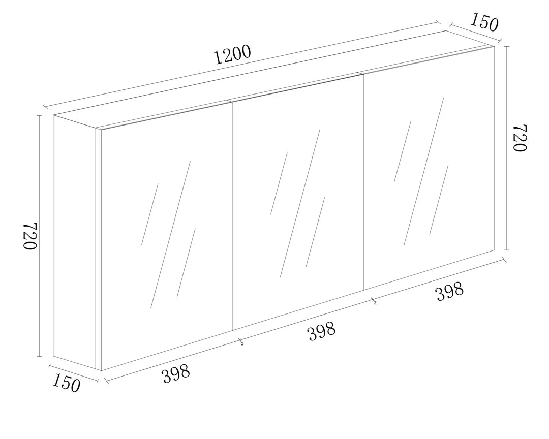 Bianca Gloss White PVC Waterproof 1200mm Mirror Shaving Cabinet - RJ Bathroom