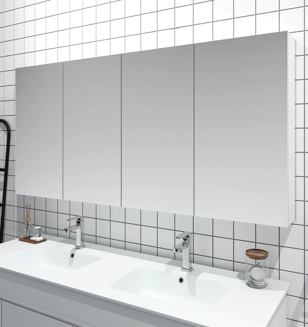 Bianca Gloss White PVC Waterproof 1500mm Mirror Shaving Cabinet - RJ Bathroom