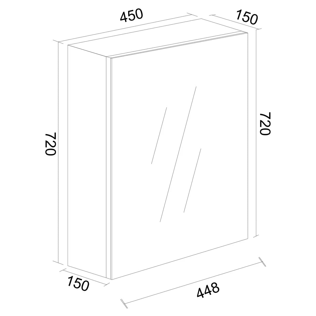 Bianca Gloss White PVC Waterproof 450mm Mirror Shaving Cabinet - RJ Bathroom