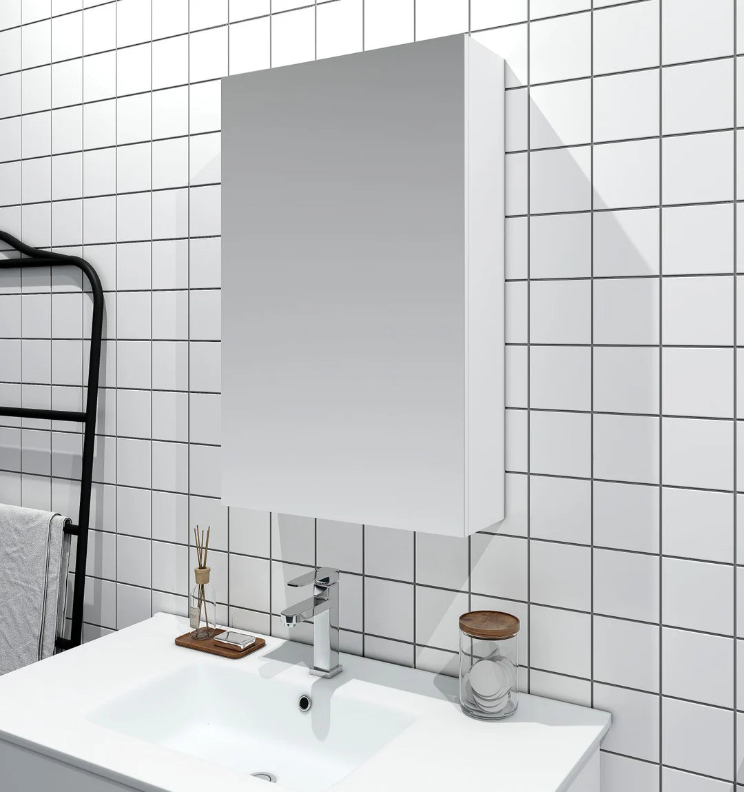 Bianca Gloss White PVC Waterproof 450mm Mirror Shaving Cabinet - RJ Bathroom