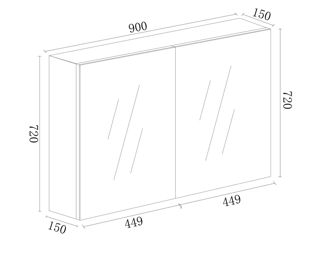 Bianca Gloss White PVC Waterproof 900mm Mirror Shaving Cabinet - RJ Bathroom