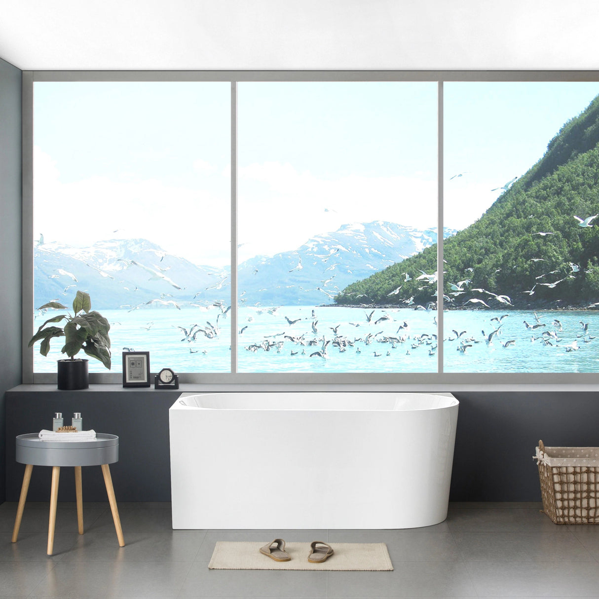 Binge 1400mm Left Corner Back to Wall Gloss White Bathtub - RJ Bathroom