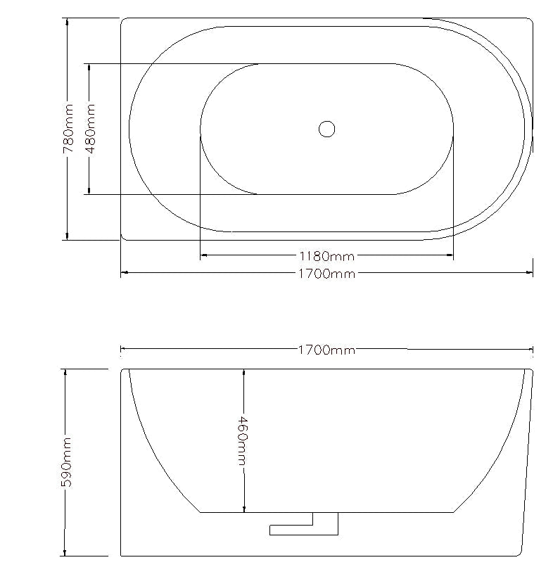 Binge 1700mm Left Corner Back to Wall Gloss White Bathtub - RJ Bathroom