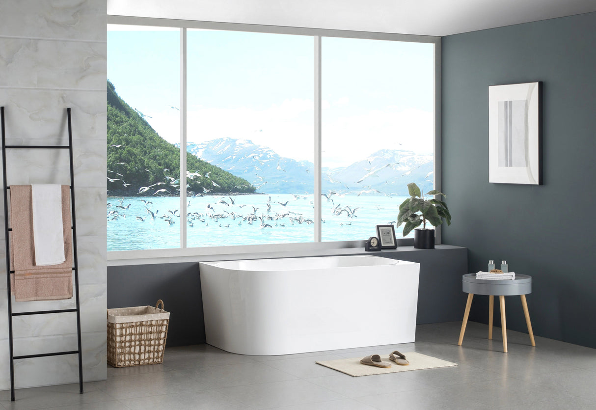 Binge 1700mm Right Corner Back to Wall Gloss White Bathtub - RJ Bathroom