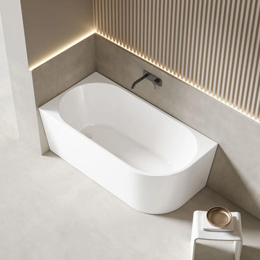 Bingie 1500mm left skirted corner bath in Gloss White